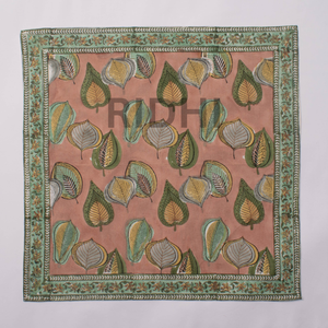 Hand Block Printed Cotton Napkins Floral Pink Border Reusable Dinner Napkins Bulk Wholesale for <b>Kitchen</b> Party Hotel <b>Table</b> Linen - Product Image 2