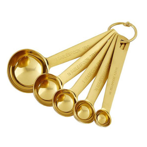 Set of 5 Fancy Wholesale Kitchen Utensil Stainless Steel Metal Golden Food Grade <b>Measuring</b> <b>Spoons</b> Flatware <b>Spoons</b> - Product Image 4