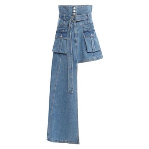 Wholesale <b>womens</b> <b>denim</b> straight <b>midi</b> <b>skirt</b> custom manufacturer <b>for</b> retailers US capsule collections OEM bulk - Product Image 6