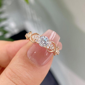 Anillo de Compromiso con Diamante Cultivado en Laboratorio de 1 Quilate, Banda Trenzada de Oro Rosa, Anillo de Promesa de Inspiración Vintage, Regalo de Aniversario Único para Novia, Certificado IGI - Product Image 1