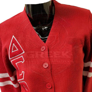 Personnalisé | 1913 |   Sororité DST | delta |   Cardigan en acrylique tricoté pour femme, style universitaire grec, avec logo brodé et boutons sur le devant - Product Image 2