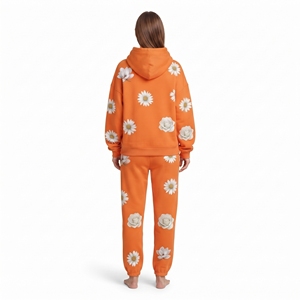 Conjunto de Sudadera con Capucha y Pantalones Jogger para Mujer, Estampado Floral, Hombros Caídos, Corte Holgado, con Cordón, Ropa de Invierno, Venta al por Mayor - Product Image 4