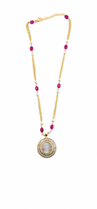 Collar Personalizado Chapado en Rodio con Medallón de la Virgen María en Madreperla, Colgante Halo con Circonitas Cúbicas Baguette, Cadena de Perlas de Agua Dulce, Regalo para Mujer - Product Image 2