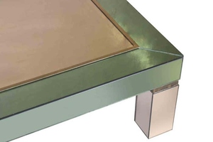 Sleek design Brass coffee <b>table</b> luxury <b>mirrored</b> cocktail <b>table</b> modern square glass center <b>table</b> high end block leg coffee <b>table</b> - Product Image 5