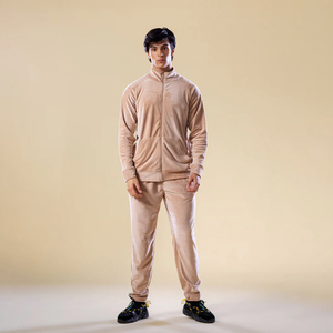 Veste à capuche zippée en polaire beige pour homme, manches et col classiques, coupe régulière, vêtement d'hiver décontracté, 100% coton respirant - Product Image 4