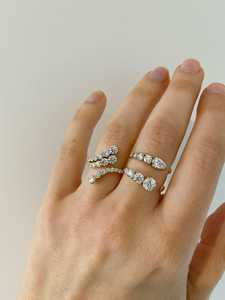 Open Cuff Claw Lab Grown Diamond Snack <b>Ring</b> 14k Solid Gold 925 Silver Stackable Wedding <b>Adjustable</b> Band Manufacture Wholesale - Product Image 2