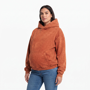 Sudadera con capucha de maternidad para mujer, 100% algodón polar, estilo holgado, con efecto acid wash, para invierno - Product Image 1