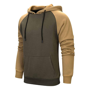 Sweat-shirt à capuche vert olive pour homme, manches raglan, coupe classique, décontracté, pour l'automne, avec poche, 100% coton French Terry - Product Image 3