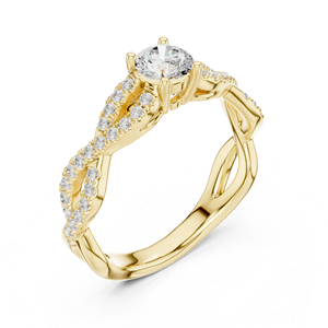 แหวนเพชรทรงกลมทองคำ 14K โรสโกลด์สำหรับผู้หญิง |   ชุดทำงาน |   เพชรที่เพิ่งเพาะเลี้ยง - Product Image 5