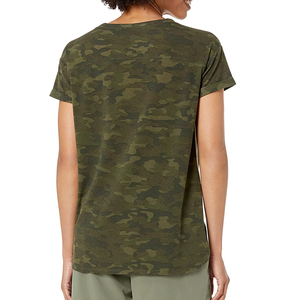 Women's <b>Camo</b> Print T-Shirt Short Sleeve O-Neck Breathable Casual <b>Top</b> Regular Fit Knitted Polyester - Product Image 2