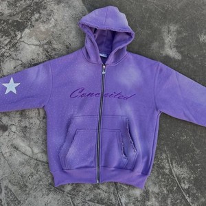 Sweat-shirts polaires streetwear 2026 OEM surdimensionnés en coton épais 100% délavé à l'acide, pull-overs usés, design personnalisé imprimé, vêtements d'hiver - Product Image 6