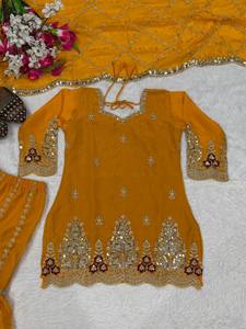 Nuevo Diseño de Sharara Dupatta con Bordado de Lentejuelas de 5mm, Reversible, Elástico, de Secado Rápido, Sin Arrugas, para Fiestas Tradicionales - Product Image 6