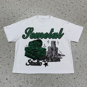 เสื้อยืดโอเวอร์ไซส์ทรงหลวม พิมพ์ลายสกรีนแบบดรอปโชว์เดอร์ น้ำหนัก 220 กรัม เสื้อยืดกราฟิกพิมพ์ลายตามสั่ง เสื้อยืดผ้าฝ้ายสำหรับผู้ชาย - Product Image 2