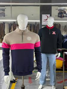 Pakistan Made Cotton Blended Quarter <b>Zipper</b> <b>Sweatshirts</b> for Men Available Multi Colors Stand Collar Casual Wear Men <b>Sweatshirts</b> - Product Image 2