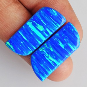 2026 Fashionable Handmade Natural Fire <b>Opal</b> Cabochon <b>Blue</b> Fancy Cut Loose Gemstones For Jewelry Making Pair With Loose Gemstones - Product Image 3