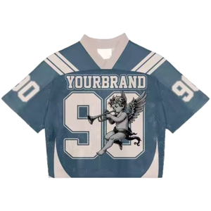 YOURBRAND American Football Jersey Sublimated <b>Print</b> V-Neck Short Sleeve Mesh Breathable <b>Men's</b> Adult Regular Fit 90 Number Back - Product Image 1