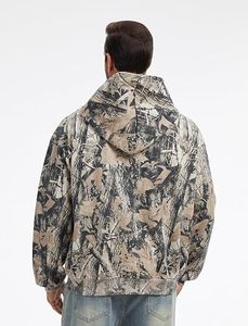 Real Tree Camo Zip Up Hoodies Men Heavyweight Fleece Oversized Streetwear Graphic Applique Branch Camouflage Sweatshirt Hoodies - Product Image 3