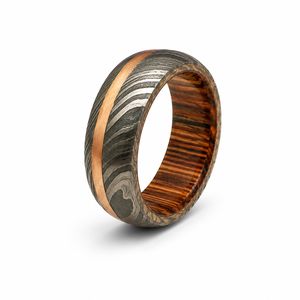 Anillo de Acero de Damasco Hecho a Mano Personalizado Jexmoo con Caja de Anillo con Impresión Digital - Regalo Perfecto para el Día del Padre para Papá, Esposo, Novio - Product Image 1