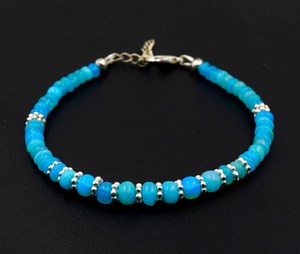 HAYAAT GEMS Natural Blue Ethiopian Opal Beads Silver Plated Luxury Unisex Beaded Bracelet Multi <b>Fire</b> Gemstone Jewelry - Product Image 2
