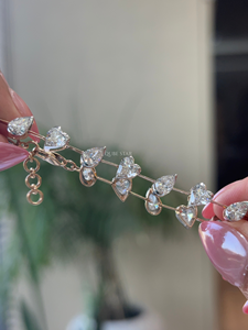 Elegant 14 KT Gold Tennis <b>Bracelet</b> with 5.80 Ct Heart and Trillion Lab Grown Diamonds Alternating Bezel Link Fine Jewelry - Product Image 5