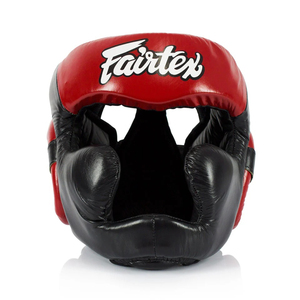 Casque de boxe Fairtex rouge et noir en mousse, protection intégrale du visage, visière transparente, unisexe, adulte, casque de sport - Product Image 1