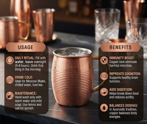 Mug en cuivre à design côtelé, bienfaits pour la santé, finition brillante, pour bière et vin, boissons, Ayurveda, camping, utilisation en extérieur - Product Image 4
