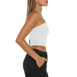 Top corto sin tirantes para mujer, estampado en blanco y negro, para moda casual, precio económico, transpirable, con tarifa mayorista personalizada - Product Image 3