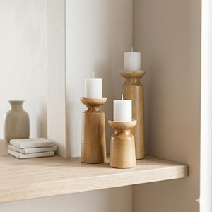 Wooden Candlestick <b>Tall</b> Wooden Candlestick <b>Table</b> Center Decoration Farmhouse Candlestick 3-piece Set - Product Image 3