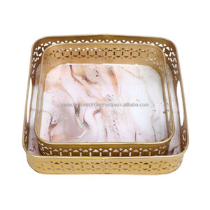 Plateau de service en fer métallique carré de conception chic personnalisé Offre Spéciale idéal pour le thé, le café et les collations dans divers modèles et tailles - Product Image 2