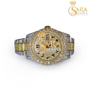 Luxury Fully Iced Moissanite Diamond Watch <b>Chronograph</b> Design Hip Hop Style Stainless Steel Band Analog Display Glass Shanghai - Product Image 2
