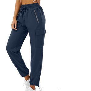 Pantalon cargo vintage pour femme, taille haute, avec cordon de serrage, coupe large, style streetwear, devant plat, décontracté et tendance - Product Image 3