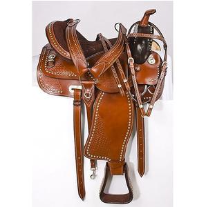 Silla de montar premium para largas paseos a caballo con asiento acolchado suave, estribos seguros, sillas de montar western de cuero genuino para ranch, MOQ bajo - Product Image 3