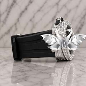 Custom Brand Iced Out Watch, Black Silicone Band, Diamond Covered Luxury Wristwatch - Product Image 2