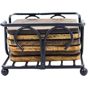 Sous-verres en bois de mangue gravés à motifs tribaux |   Sous-verre en bois massif artisanal |   Décoration de table rustique - Product Image 3