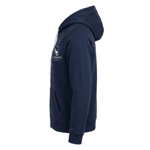 Sweat-shirt à capuche oversize en molleton bleu marine uni pour femme avec cordon de serrage blanc, en French Terry, de haute qualité - Product Image 2