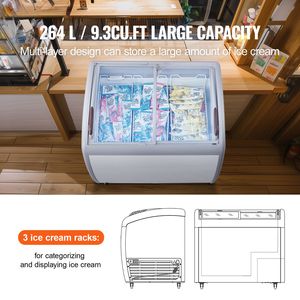 Congelatore Espositore Commerciale per Gelato da 9.3 Cu.ft con Coperchio in Vetro e Congelamento Profondo per Ristoranti e Gelaterie - Product Image 2