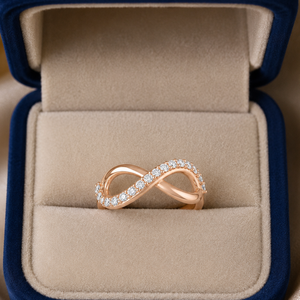 แหวนเพชรแท้รูปอินฟินิตี้ |   แหวนสัญญาโรสโกลด์ 14K สำหรับผู้หญิง |   คอลเลกชันของขวัญเครื่องประดับดีไซเนอร์สุดหรูสำหรับวันครบรอบแต่งงาน - Product Image 4