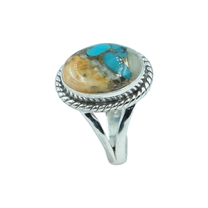 Anillo de Plata de Ley 925 con Gema de Turquesa de Ostra Espinosa Naranja, Diseño Hecho a Mano, Anillo de Promesa, Anillo Boho, Joyería de Turquesa - Product Image 1