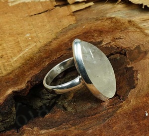 Natural White Rainbow Moonstone <b>Ring</b> 925 Sterling Silver Marquise Gemstone Handmade Bohemian <b>Statement</b> <b>Ring</b> Anniversary Birthday - Product Image 2