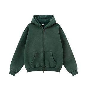 Sweat à capuche zippé unisexe Ibex, couleur unie, en molleton de coton, décontracté, coupe régulière, tricoté, pour l'automne - Product Image 6
