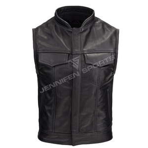 Chaleco de Motocicleta de Cuero Vacuno Genuino, Corto, Transpirable, para Hombre, Estilo Casual, de Alta Calidad, Hecho a Medida, en Oferta - Product Image 1