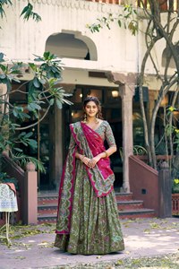 Beautiful Gilded Motif Foil Printed Wedding Dress Party Wear Lehenga Choli & Dupatta lehenga that shines with luxury - Product Image 2