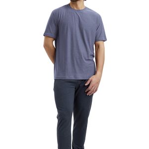Camiseta Personalizada para Hombre, Cuello Redondo, Manga Corta, Algodón Azul Grisáceo, Informal, Ligera, Transpirable, Estilo Veraniego - Product Image 2