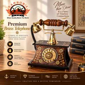 Teléfono de Latón Hecho a Mano, Modelo Decorativo de Inspiración Vintage, Adorno Retro para Escritorio, Decoración para Mesa de Oficina en Casa y Regalo - Product Image 1