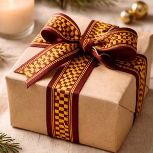 Cinta Jacquard Étnica de 35 mm, 100% Poliéster, Roja y Amarilla, Tejida, Decorativa, para Borde de Saree, Accesorios de Prendas, Embalaje - Product Image 1