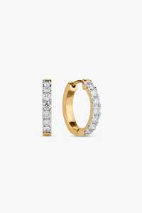Pave Brilliant Cut Lab Grown Diamond Hoop Earrings Dainty Solitaire Everyday Classic <b>Huggies</b> 10K 14K 18K <b>Solid</b> <b>Gold</b> 0.24ct - Product Image 3
