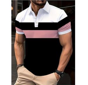 Spring Summer New Men's Slim Casual Polo <b>Shirt</b> Button <b>Collar</b> Printed Striped Sport <b>T</b>-<b>shirt</b> for Man - Product Image 4