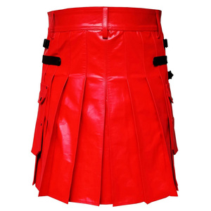 Kilt de Cuero Rojo con Bolsa Sporran, Estilo Motero Escocés y Gótico Personalizado 2026 - Product Image 4