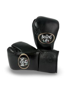 ถุงมือชกมวยคุณภาพสูงสีดำ No Boxing No Life สำหรับ MMA คิกบ็อกซิ่ง ฝึกซ้อม ถุงมือชกมวยแบบกำหนดเองและอุปกรณ์ต่อสู้ - Product Image 3