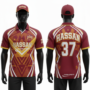 เสื้อคริกเก็ตชาย 180 GSM ผ้าโพลีเอสเตอร์พรีเมียมแบบอินเตอร์ล็อค ไมโครเมช สีดำทอง ดีไซน์ลายแผง  ปักโลโก้ด้วยเทคนิคซับลิเมชั่น - Product Image 3